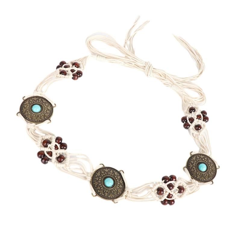 Women Shirt Waist Belt Vintage Bohemian Adjustable Braided Waist Belt with Tassels Women Dress Shirt Wide Waist Belt