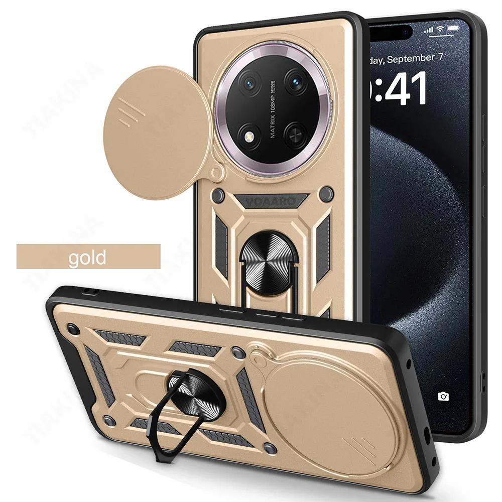Slide Lens Armor Funda for Realme C61 4G India Case Magnetic Ring Stand Holder Cover for Realme Note 60 Narzo N61 4G Global Case
