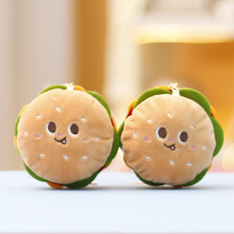 Plush Hamburger Keychain With Cute Design Perfect For Girl Backpack Accessories