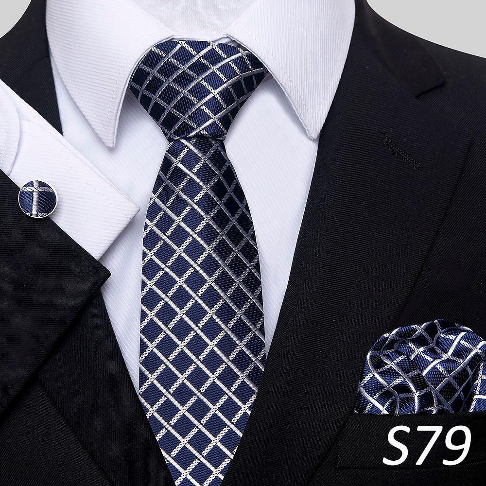 Men'S Tie Three-Piece Set Striped Flower Series Shang Tie