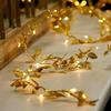 Golden Leaf Garland Fairy Lights String Lighting, Battery Operated Elegant Decoration for Home Weddings Artificial Plant Decor