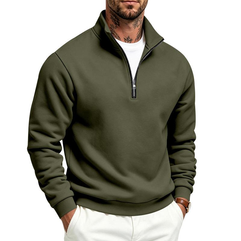 Men's Fleece Half Zip Sweatshirt Stand Collar Relaxed Fit Outdoor Casual Pullover