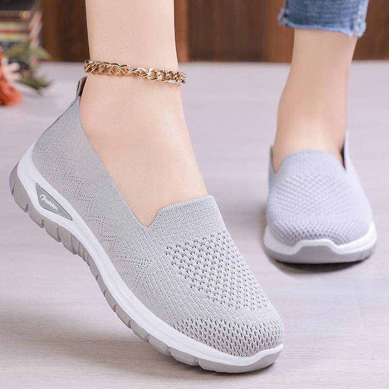 Summer Knitted Mesh Sneakers for Women Non Slip Walking Shoes Breathable Work Running Shoes Women's Casual Comfortable Lightweight Workout Shoes