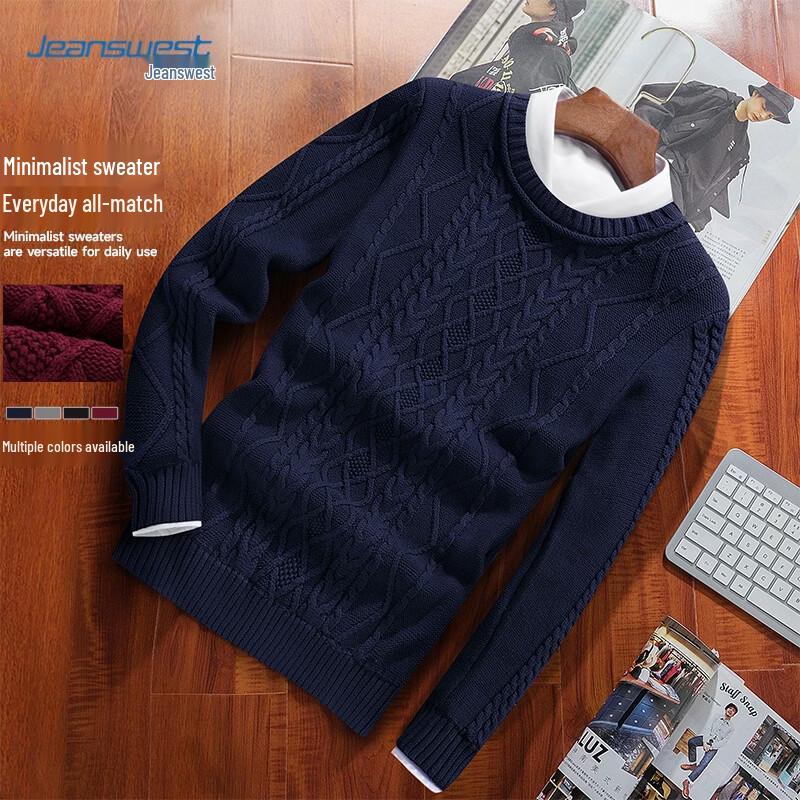 Jeanswest Men s Thick Cable Knit Crewneck Sweater 3XL