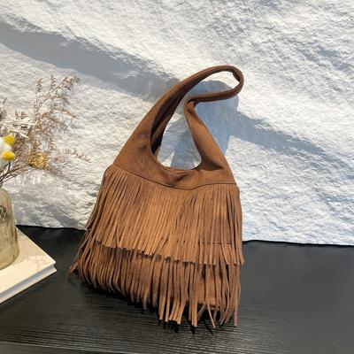 Retro Matte Tassel Bag High-quality Niche Underarm Shoulder Large-capacity Lazy Commuting Tote