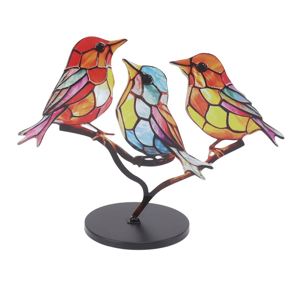 Păsări pe ramură Ornamente de birou Fier Vopsea dublă Pasăre Ornament păsări colorate Tabletă pentru
