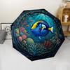 Underwater Marine Life Pattern Umbrella, Portable and Foldable Design, 8 Ribs, a Casual Accessory for Halloween, Christmas, and Birthday Gifts.