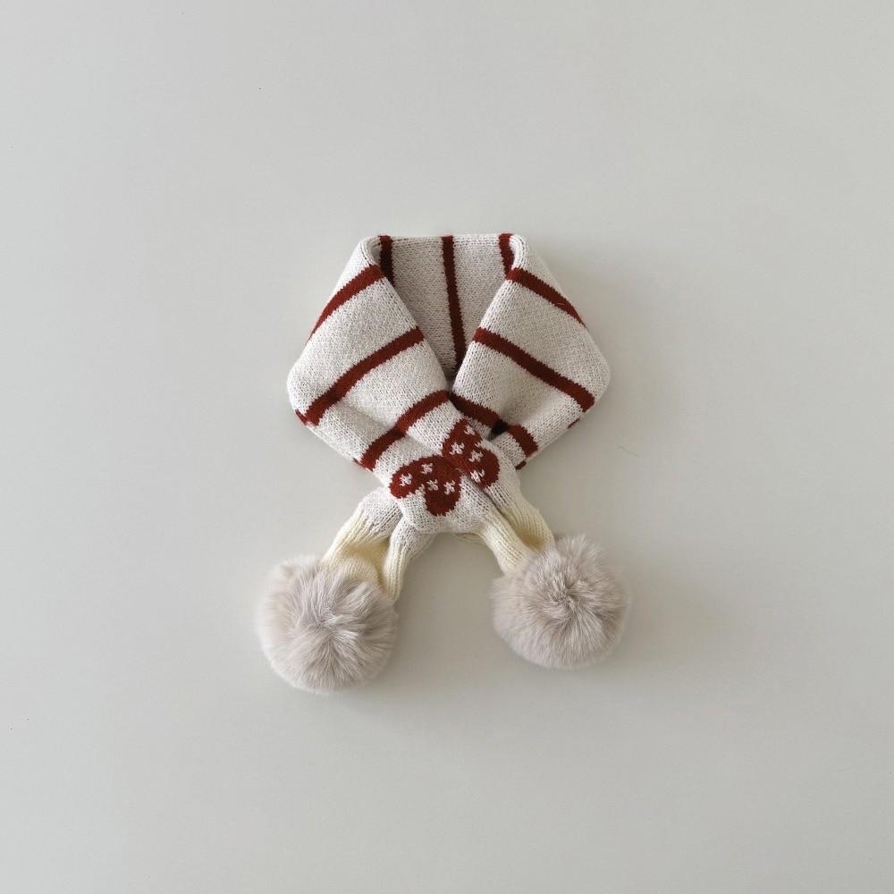 

Pom Pom Knitted Scarf Windproof Neck Warmer New Keep Warm Blanke Winter Beige-Striped