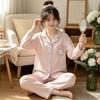 Natal year pajamas women's spring and autumn new imitation cotton long-sleeved red cute cartoon loungewear two-piece set