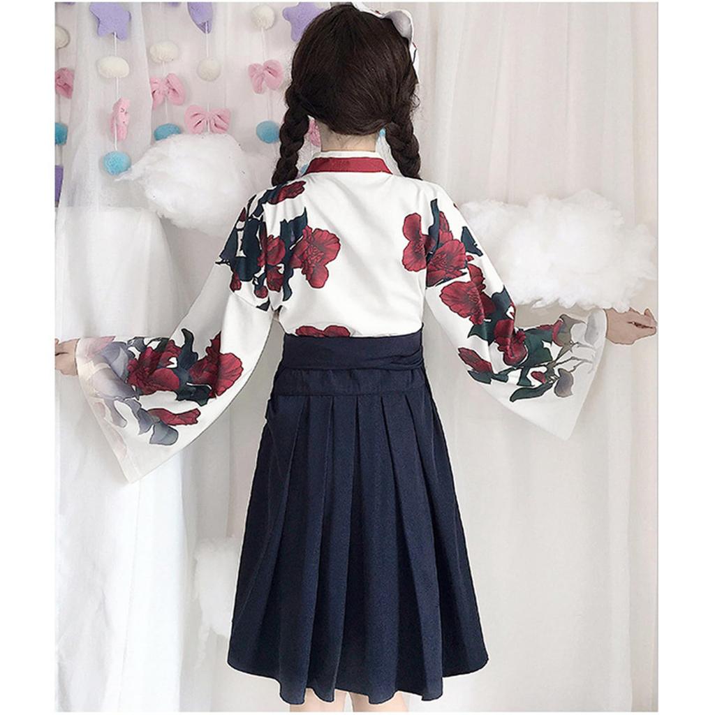 Qichenk Japanese Cosplay Gothic Lolita Rose Print Short Size Size S Kimono, Clothing, Costume, Women's Yukata, Dress, Length, hf003-D-Black,