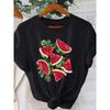 Watermelon Print Minimalist Style T-shirt for Women's Casual Round Neck Short Sleeved Top Daily Soft Fruit Print Clothing