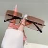 Y2K Rimless Luxury Square Sunglasses Women Men Vintage Punk Colorful Diamond Cutting UV400 Sun Glasses