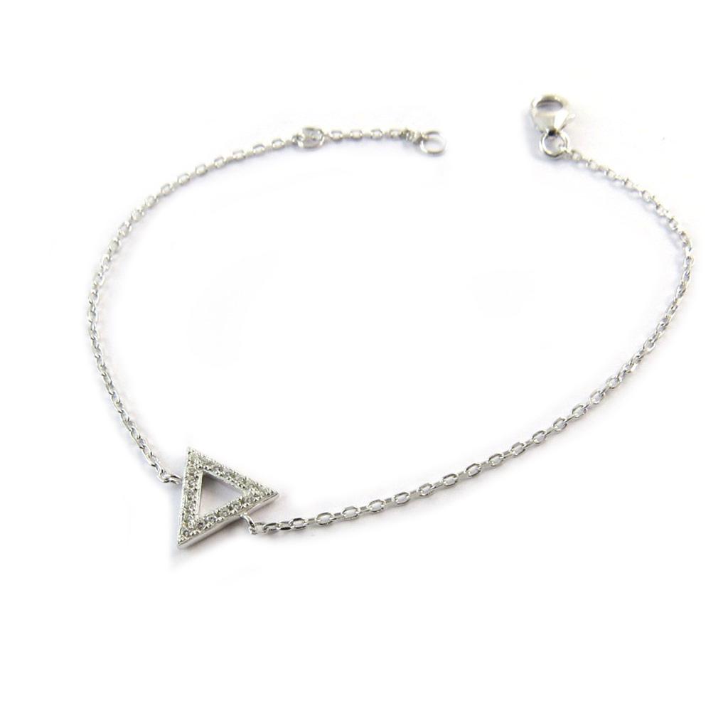 Les Trésors De Lily [N3377] - White 'Triangle' Silver Bracelet (rhodium-plated)