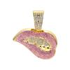 Men's European & American Hip-Hop Cuban Chain Necklace with Lip Pendant & Full Diamond Zinc Alloy.