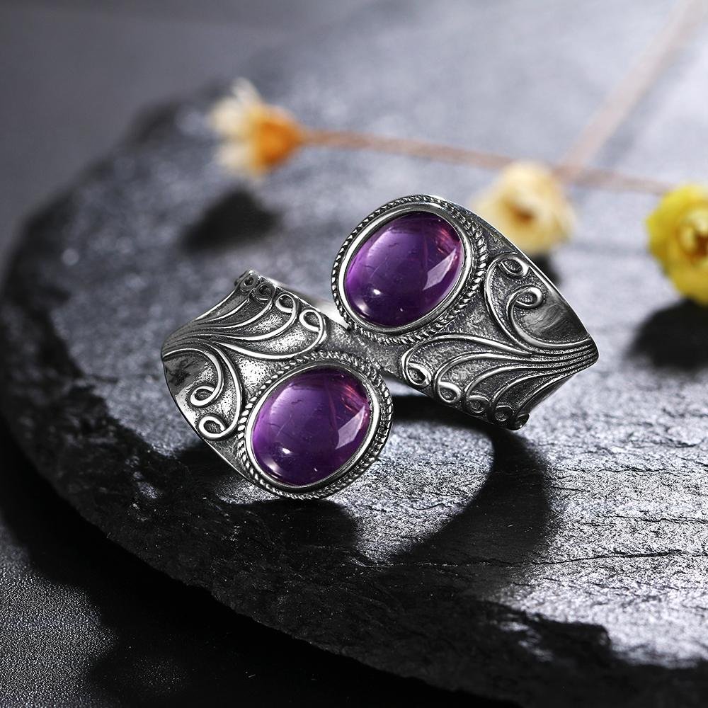 CopperRings Natural Amethyst Gemstone Rings for Women Wedding Bands Anniversary Gift Fine Jewelry