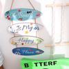Hanging Summer Ocean Wall Decoration Wall Art Wooden Beach Sign Sailing Surfboard Pendant  Hawaiian