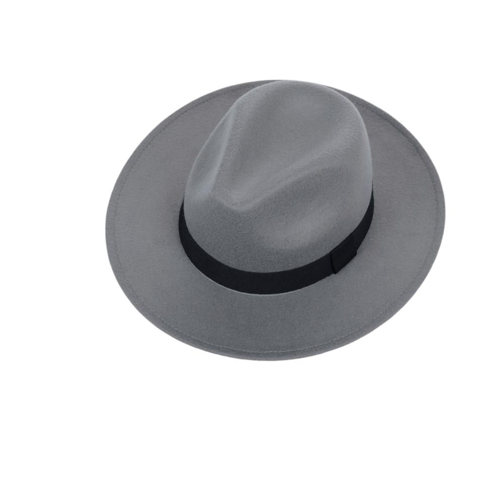 Solid Color Men's Felt Hat British Style Women Jazz Hat Trendy Woolen Flat Top Hat  Winter