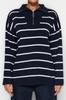 Damenmode Neuer Pullover Marineblau Weites Muster Gestreifte Strickwaren Pullover