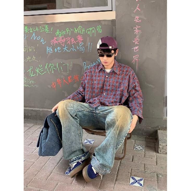 2024 Brief Langarmhemd Japanischer Hong Kong Stil Ins Loses Hemd Jungen Sommer Trendy Vielseitig Casual Mantel