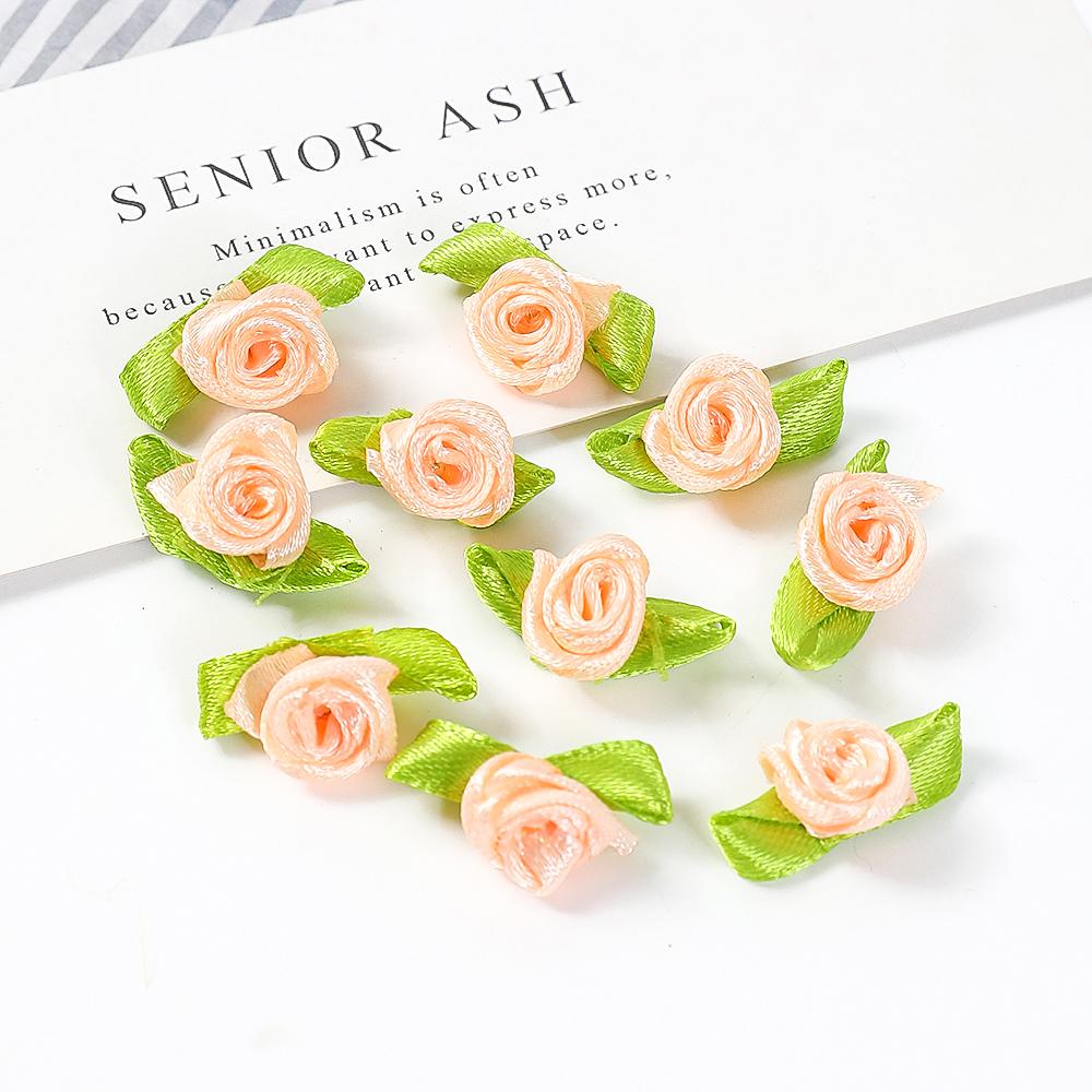 50Pcs Mini Rose Artificial Flowers Heads 2cm Buds Fabric Flower Wedding Decoration Craft Supplies Ribbon Bow-Knot Gift Decor