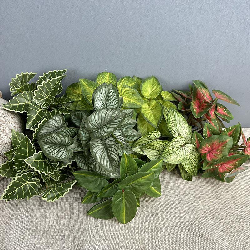 10pcs Hotel Decorative Plastic Simulation Apple Leaf Plant Restaurant Decoration Artificial 24 Leaves Alocasia Green Plants