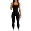 Women's Sleeveless Ribbed Slimming Bodysuit - Square Neck, Backless, Hip-Lifting Jumpsuit