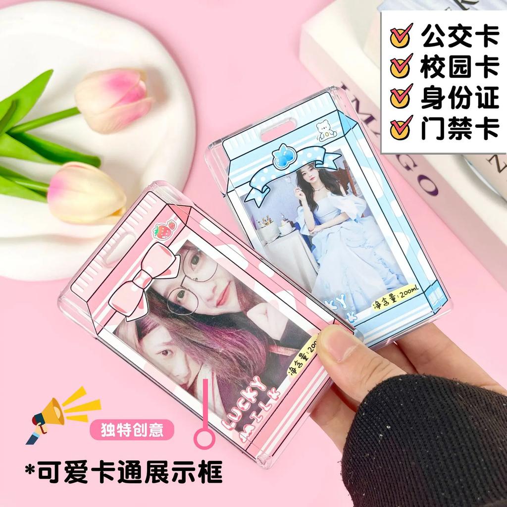 Student Fun Transparent Card Covers Spring Rope Cartoon Meal Card Case Game Cards Protection Covers Lanyard Credit Card Holder