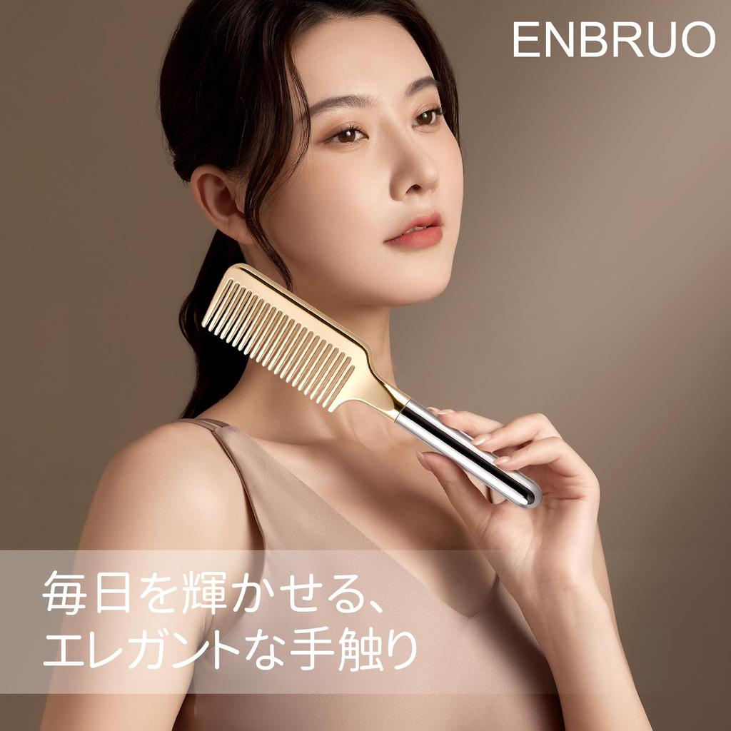 ENBRUO Hair For Women and Japanese Heat For Wet and Dry Ideal for Long Hair and Tangled Rose Shine Gold Color Brush, Comb, Men, Design, Anti-Static,