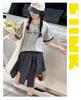 Girls' short sleeved skirt and pants set for summer 2026, new children's Korean style outfit, stylish little girls' summer two-piece set