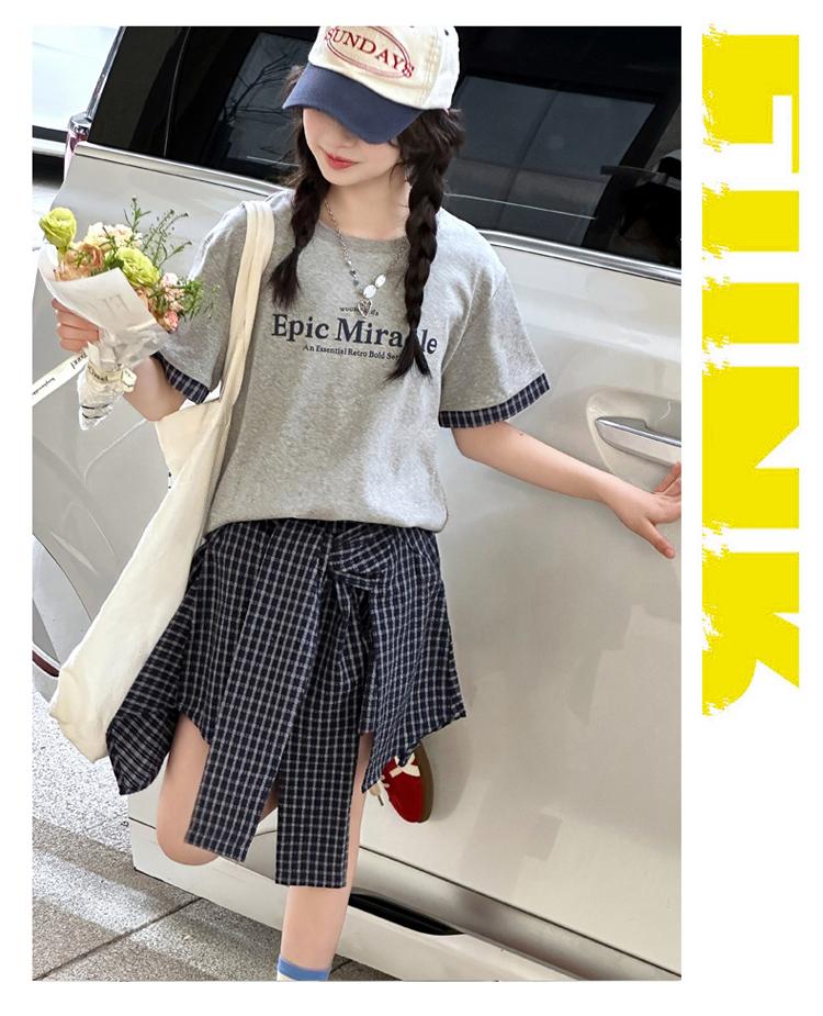 Girls' short sleeved skirt and pants set for summer 2026, new children's Korean style outfit, stylish little girls' summer two-piece set