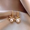 Guliya Bow Pearl Ear Hooks: Luxurious, Trendy 2023 High-End Earrings for Women