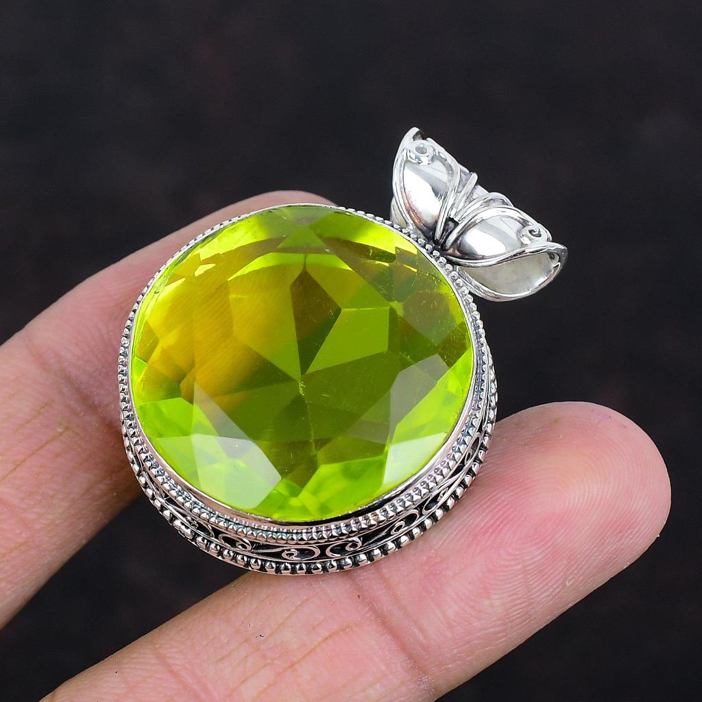 Faceted Lemon Topaz Pendant Genuine Gemstone Pendant Wonderful Vintage Pendant 925 Sterling Silver Pendant Handmade Jewelry Gifts for Women