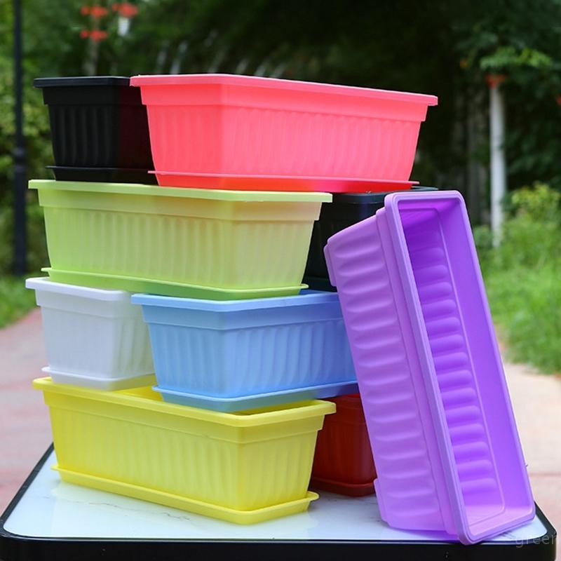 Rechteckiger langer Blumentopf aus verdicktem Kunststoff für den Innenhof, Balkon, Gemüseanbau, Gartenarbeit, Blumentopf, Großhandel