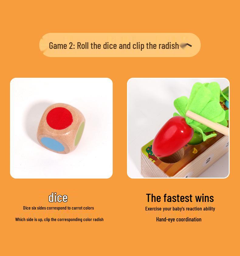 Montessori Radish Pulling Puzzle: Fine Motor Skill Toy for Ages 2-5