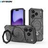 KEYSION Shockproof Magnetic Case for iPhone 17 Pro Max TPU+PC Upright Live Metal Ring Stand Phone Back Cover for iPhone 17 Air