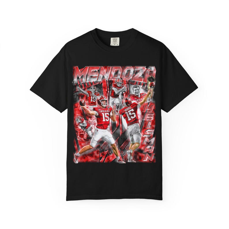 

Mendoza 15 Indiana Football Collage Unisex T-Shirt Vintage Style Game Day Graphic Tee XL