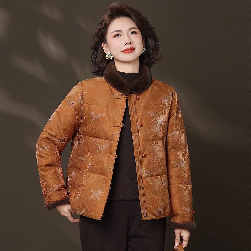 2026 Year of the Horse Benmingnian Winter Down Jacket for Middle-Aged and Elderly Women - New Chinese Style Tang Suit Outerwear