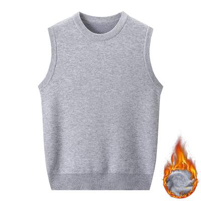 Frühling, Herbst und Winter Herren ärmellose Wolle einfarbig Weste mittleren Alters lose Papa Herren Unterhemd Top