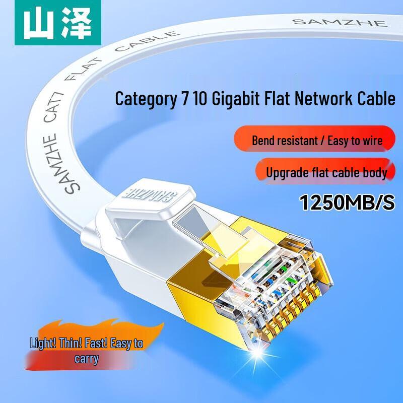 SAMZHE CAT7 Flat Gold-Plated Ethernet Patch Cable