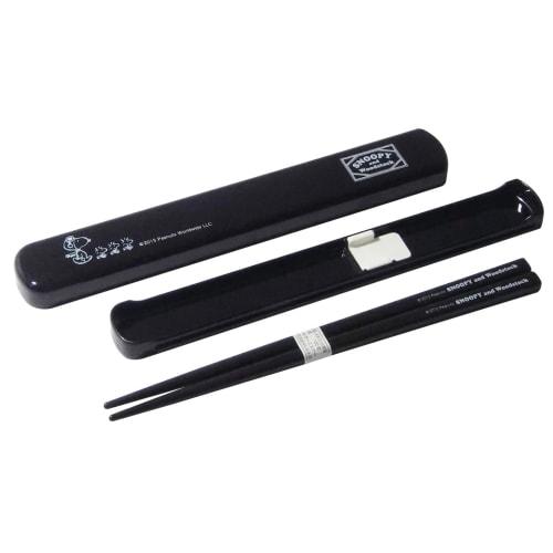 OSK Snoopy Chopstick Case Set with Pull-Lid (Black) HS-16