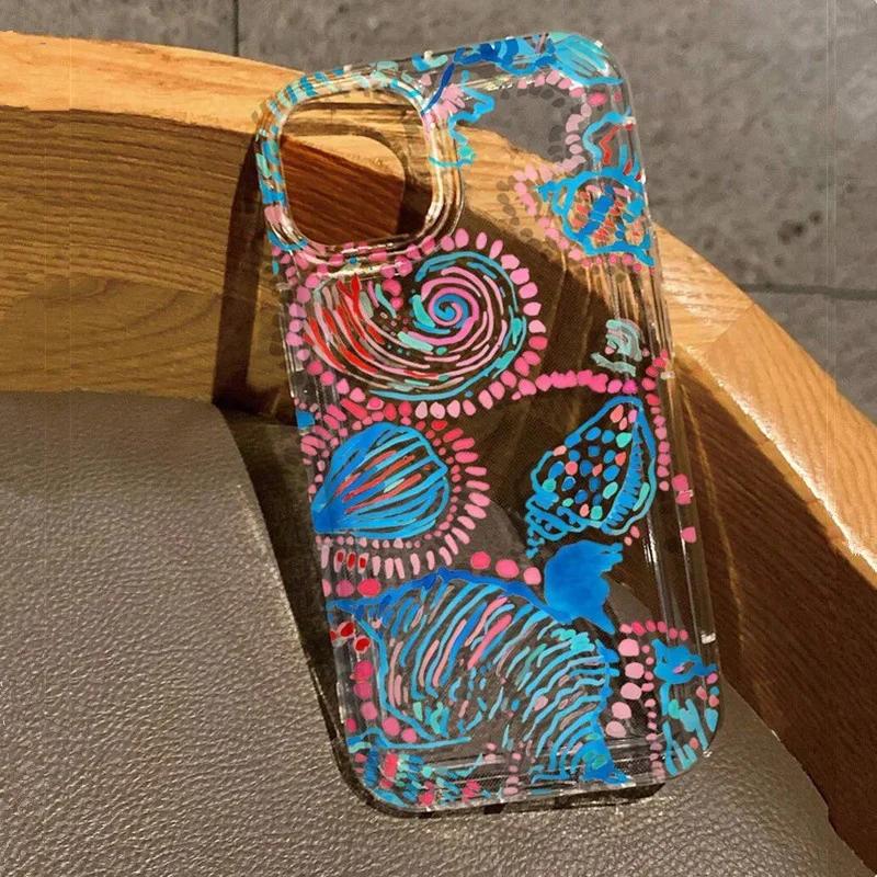 Sunshine & Ocean Print Clear Phone Case For IPhone 16 15 14 13 12 11 Pro XS Max X XR 7 8 Plus Tpu Airbag Anti-Drop Cover Funda