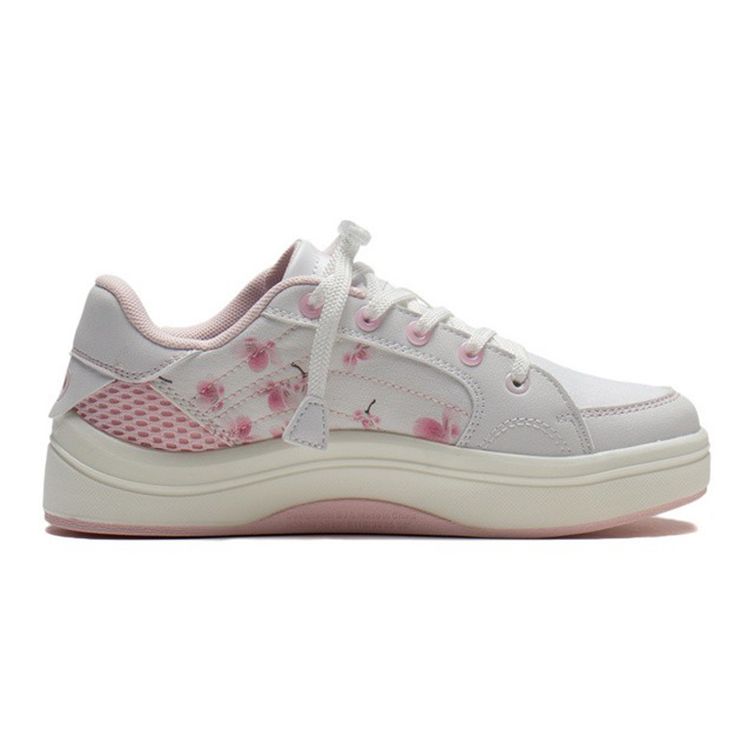 Li Ning Comfortable Versatile Wear-Resistant Breathable Lightweight Rebound Low-Top Kids Skate Shoes Kids Sneakers White Pink YKCS040-2