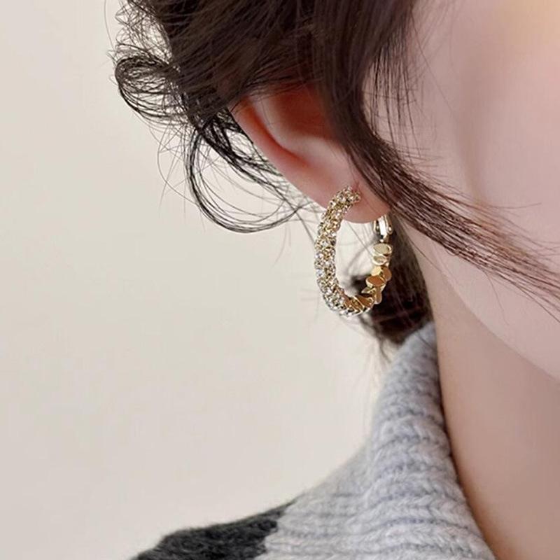 Luxury French Large Circle Plated Earrings with Niche Design