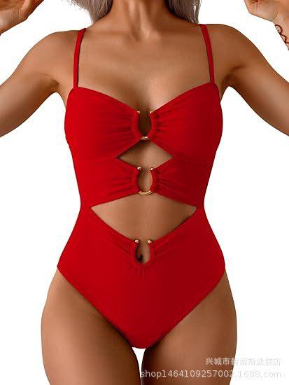 New swimsuit women's one-piece explosion sexy solid color bikini women's swimsuit