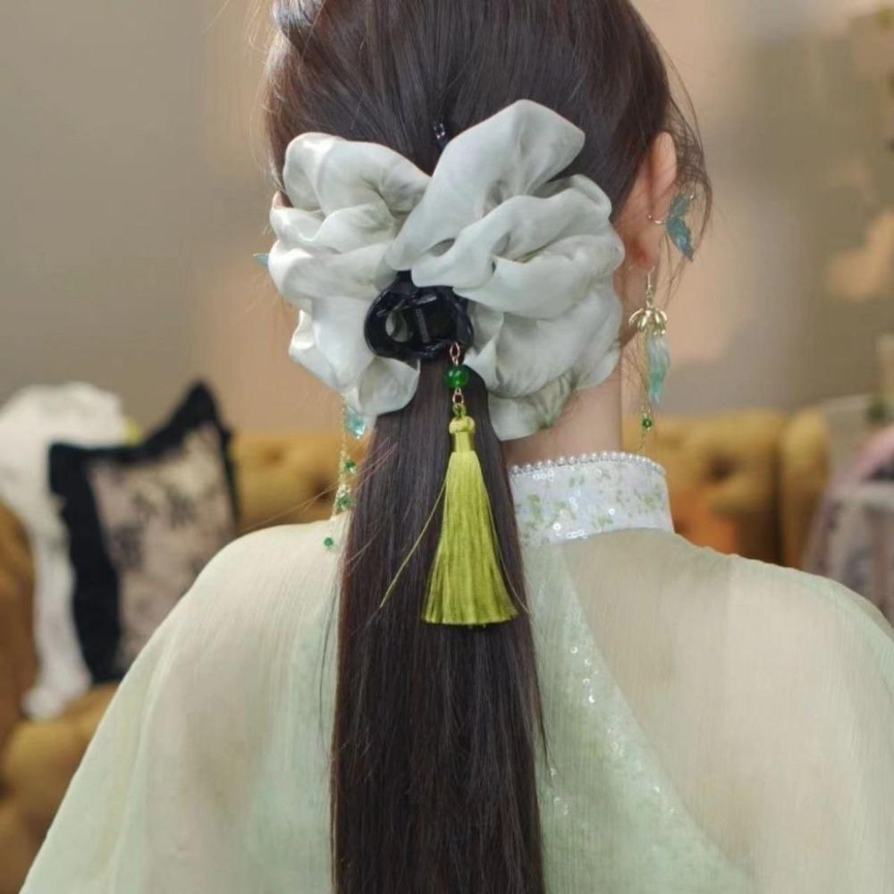 Cloud Tassel Bubble Mesh Hair Claw Chinese Style Back of The Head Clip  Hairpin Accessories
