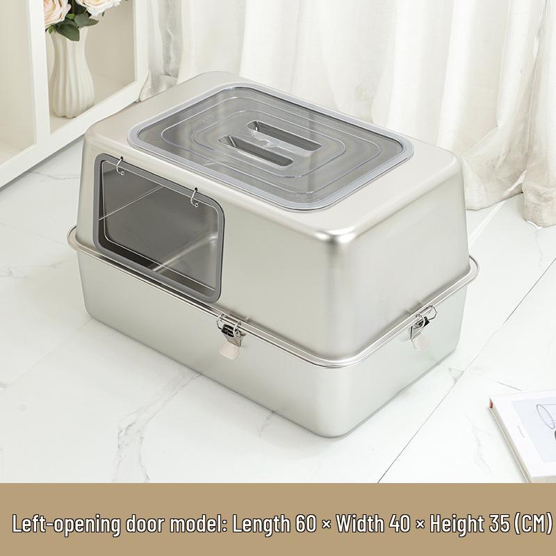 All-Steel Enclosed Stainless Cat Litter Box, Odor & Splash Proof, Extra Large