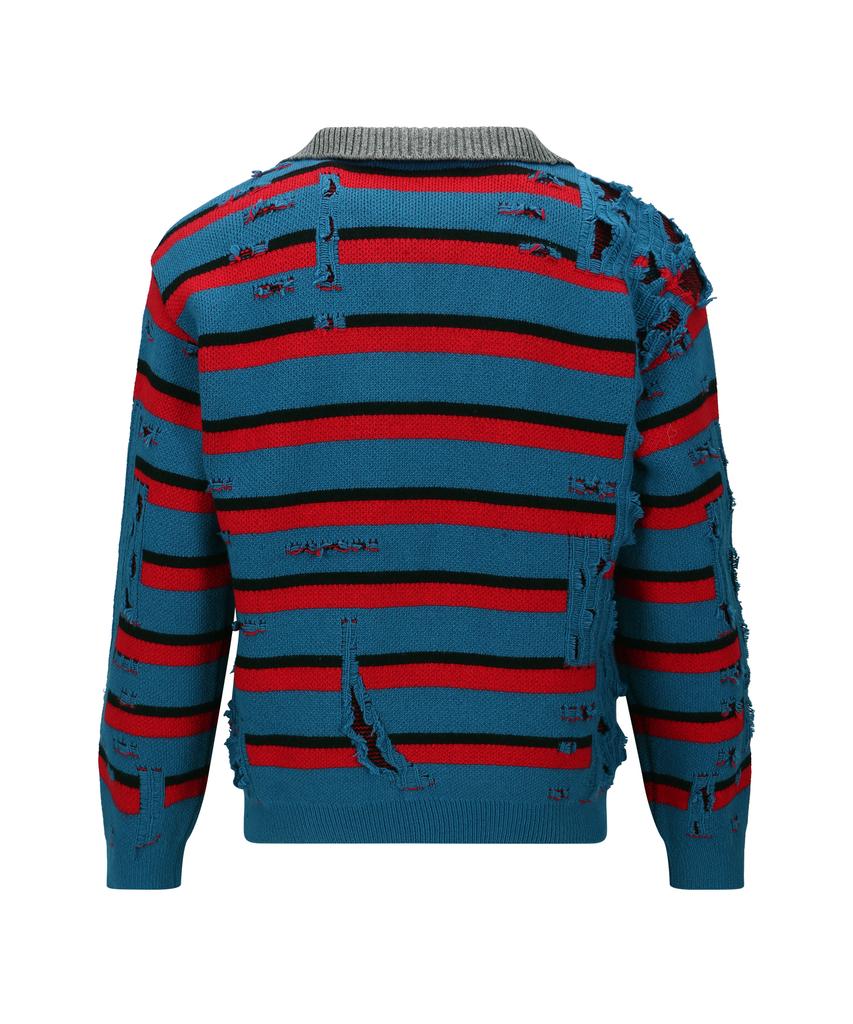 ADSB ANDERSSON BELL Stripe Jacquard Half Zip-Up Sweater Atb1331M(Blue/Red)