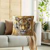 Lavish Golden Tiger Double-Sided Decorative Pillowcase, Striking Black Animal Pattern Cushion Cover For Sofa Office Decor