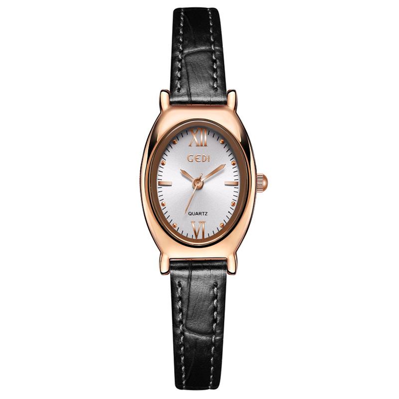 Hoogwaardig Leren Dameshorloge, Verfijnd Ovaal High-End Quartzhorloge, Waterdicht Dameshorloge