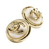 CHANEL Double C round three-dimensional shape metal earrings women's gold